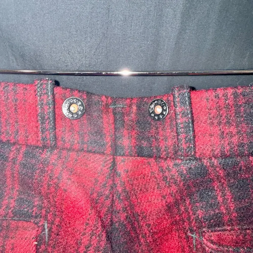 VTG 40/50s Woolrich Wool Hunting Pants Red Plaid Mackinaw Knickers Laced‎ 32x27